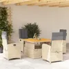 Image de vidaXL Ensemble à manger de jardin avec coussins 5pcs Beige poly rotin
