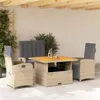 Image de vidaXL Ensemble à manger de jardin coussins 4 pcs beige résine tressée