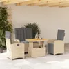 Image de Vidaxl Ensemble Ã Manger De Jardin Coussins 4 Pcs Beige RÃ©sine TressÃ©e