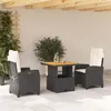 Image de vidaXL Ensemble à manger de jardin avec coussins 3 pcs Noir