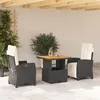 Image de vidaXL Ensemble à manger de jardin avec coussins 3 pcs Noir