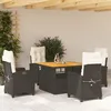 Image de vidaXL Vidaxl Ensemble À Manger De Jardin Coussins 5pcs Noir Résine Tressée