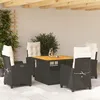 Image de Vidaxl Ensemble Ã Manger De Jardin Coussins 5pcs Noir RÃ©sine TressÃ©e