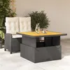 Image de vidaXL Ensemble à manger de jardin coussins 2pcs noir résine tressée