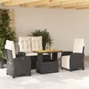 Image de vidaXL Ensemble à manger de jardin 4 pcs avec coussins noir