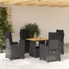 Image de vidaXL Ensemble à manger de jardin coussins 5pcs Noir Résine tressée