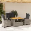Image de Vidaxl Ensemble Ã Manger Jardin 4pcs Et Coussins Gris RÃ©sine TressÃ©e