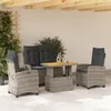 Image de Vidaxl Ensemble Ã Manger Jardin 4pcs Et Coussins Gris RÃ©sine TressÃ©e