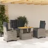 Image de Vidaxl Ensemble Ã Manger Jardin 4pcs Et Coussins Gris RÃ©sine TressÃ©e