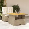 Image de vidaXL Ensemble à manger de jardin et coussins 2 pcs beige poly rotin