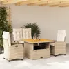 Image de vidaXL Vidaxl Ensemble À Manger De Jardin Coussins 4 Pcs Beige Résine Tressée