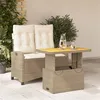 Image de vidaXL Ensemble à manger de jardin et coussins 2 pcs beige poly rotin