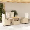 Image de Vidaxl Ensemble Ã Manger De Jardin Coussins 4 Pcs Beige RÃ©sine TressÃ©e