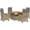 Image de vidaXL Ensemble à manger de jardin avec coussins 5pcs Beige poly rotin