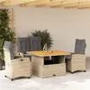 Image de vidaXL Ensemble à manger de jardin coussins 4 pcs beige résine tressée