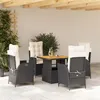 Image de vidaXL Ensemble à manger de jardin coussins 5pcs Noir Résine tressée3277434