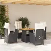 Image de vidaXL Vidaxl Ensemble À Manger De Jardin Coussins 5pcs Noir Résine Tressée