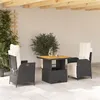 Image de vidaXL Ensemble à manger de jardin avec coussins 3 pcs Noir