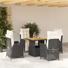 Image de Vidaxl Ensemble Ã Manger De Jardin Coussins 5pcs Noir RÃ©sine TressÃ©e
