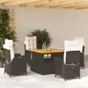 Image de Vidaxl Ensemble Ã Manger De Jardin Coussins 5pcs Noir RÃ©sine TressÃ©e