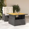 Image de vidaXL Ensemble à manger de jardin coussins 2pcs noir résine tressée