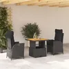 Image de vidaXL Ensemble à manger de jardin avec coussins 3 pcs Noir3277445