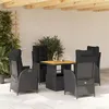 Image de vidaXL Ensemble à manger de jardin coussins 5pcs Noir Résine tressée3277448