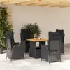 Image de Vidaxl Ensemble Ã Manger De Jardin Coussins 5pcs Noir RÃ©sine TressÃ©e