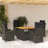 Image de Vidaxl Ensemble Ã Manger De Jardin Coussins 5pcs Noir RÃ©sine TressÃ©e