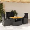 Image de vidaXL Ensemble à manger de jardin 4 pcs avec coussins noir3277453