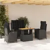 Image de vidaXL Ensemble à manger de jardin 4 pcs avec coussins noir