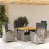 Image de vidaXL Ensemble à manger de jardin 5 pcs coussins gris résine tressée3277462