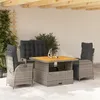 Image de Vidaxl Ensemble Ã Manger Jardin 4pcs Et Coussins Gris RÃ©sine TressÃ©e