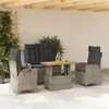 Image de vidaXL Ensemble à manger jardin 4pcs et coussins Gris Résine tressée