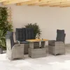 Image de Vidaxl Ensemble Ã Manger Jardin 4pcs Et Coussins Gris RÃ©sine TressÃ©e