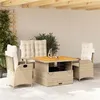 Image de vidaXL Ensemble à manger de jardin coussins 4 pcs beige résine tressée3277476