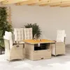 Image de vidaXL Ensemble à manger de jardin coussins 4 pcs beige résine tressée