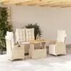 Image de vidaXL Ensemble à manger de jardin coussins 4 pcs beige résine tressée