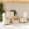 Image de Vidaxl Ensemble Ã Manger De Jardin Coussins 4 Pcs Beige RÃ©sine TressÃ©e