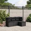 Image de vidaXL Salon de jardin 4 pcs avec coussins noir résine tressée