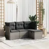 Image de vidaXL Salon de jardin 4 pcs avec coussins gris résine tressée