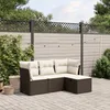 Image de vidaXL Vidaxl Salon De Jardin 4 Pcs Avec Coussins Marron Résine Tressée