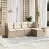 Image de Vidaxl Salon De Jardin Avec Coussins 5 Pcs Beige RÃ©sine TressÃ©e