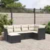 Image de vidaXL Salon de jardin 6 pcs avec coussins noir résine tressée