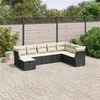 Image de vidaXL Salon de jardin 8 pcs avec coussins noir résine tressée