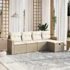 Image de Vidaxl Salon De Jardin Avec Coussins 5 Pcs Beige RÃ©sine TressÃ©e