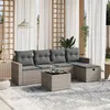 Image de vidaXL Salon de jardin 6 pcs avec coussins gris résine tressée