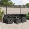 Image de vidaXL Salon de jardin 7 pcs avec coussins noir résine tressée