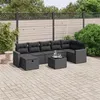 Image de vidaXL Salon de jardin 8 pcs avec coussins noir résine tressée