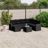 Image de vidaXL Salon de jardin 8 pcs avec coussins noir résine tressée
